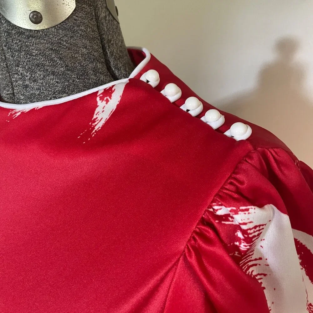 Vintage Joan Curtis red dress w/fish print, size 10 - Picture 3 of 9